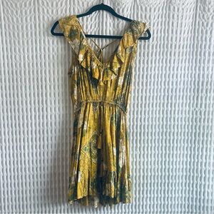 Kivari Yellow and Green Floral Mini Dress